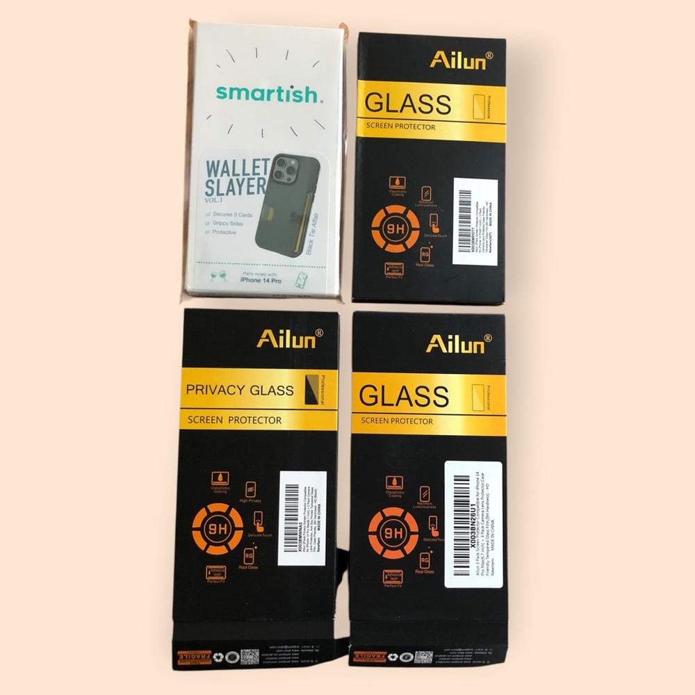 iPhone 14 Pro Accessories Bundle Smartish Wallet Slayer NEW Glass Screen Protect